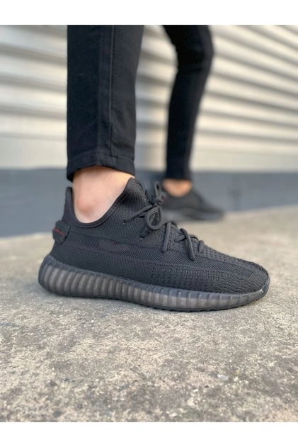 Jy305 Pulse Lace-Up Knitwear Fabric Men's Casual Sports Shoes Tst - Black