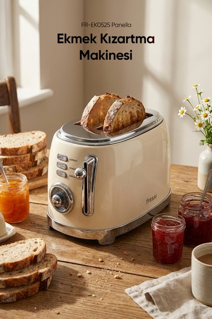 Panella 2 Dilim + Tost Aparatlı Krem Ekmek Kızartma Makinesi