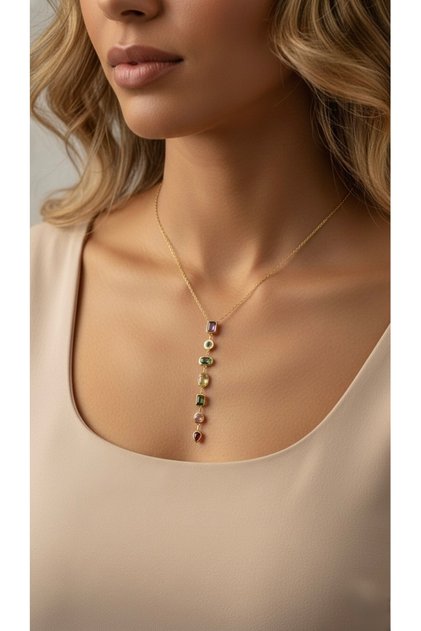 316 L Steel Necklace Tarnish-Free Antiallergic Y Necklace with Figure (2 Years Importer Warranty)