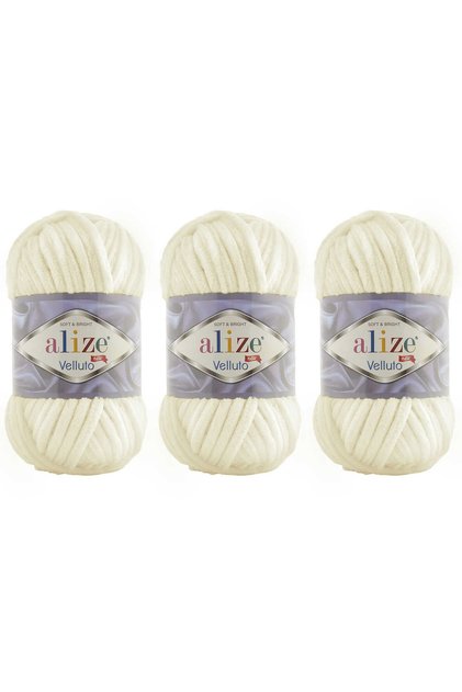 Velluto Velvet Hand Knitting Yarn 100 Gr 3 Pcs Color 62 Cream