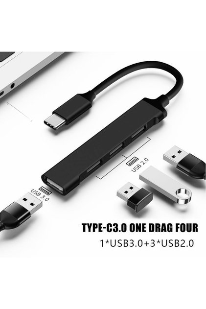 Υποδοχή τύπου HUB με είσοδο USB τύπου C και 4 θύρες USB, προσαρμογέας πολλαπλής διακλάδωσης για τηλέφωνα
