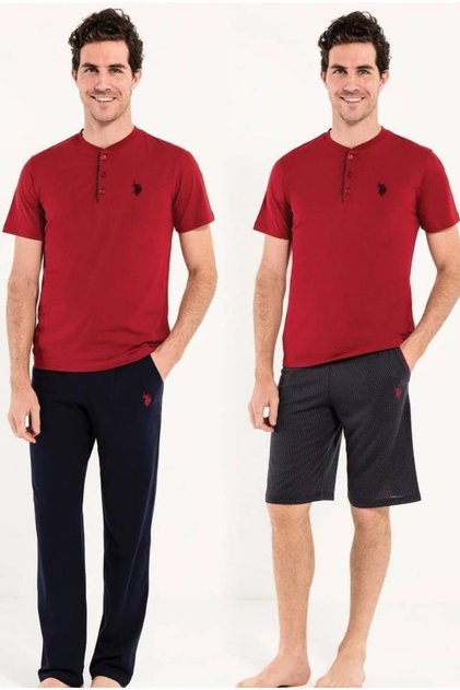 Men's 3-Piece Pajama Set, 100% Cotton Pajama Set and Shorts
