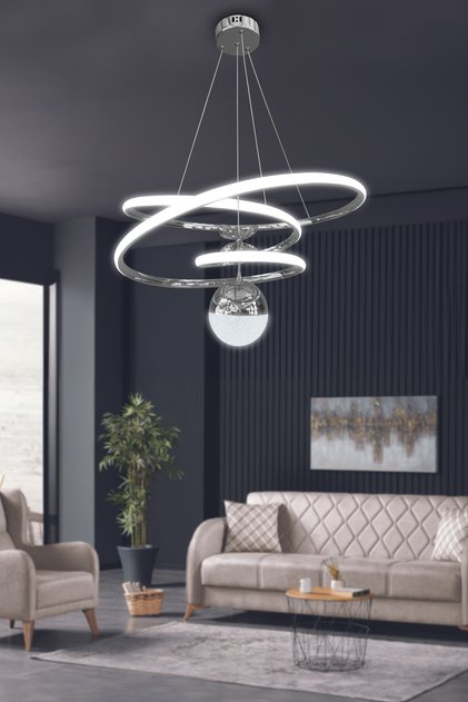Eylül Tek Toplu 3 Mt Modern LED Sarkıt Avize – Salon & Oturma Odası – 3 Işık Modu – Ayarlanabilir