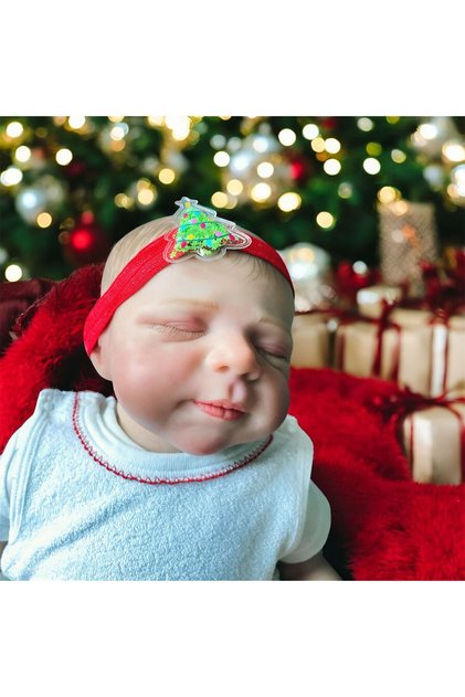 Handmade baby hair band red christmas new year bandana transparent sequin pine tree