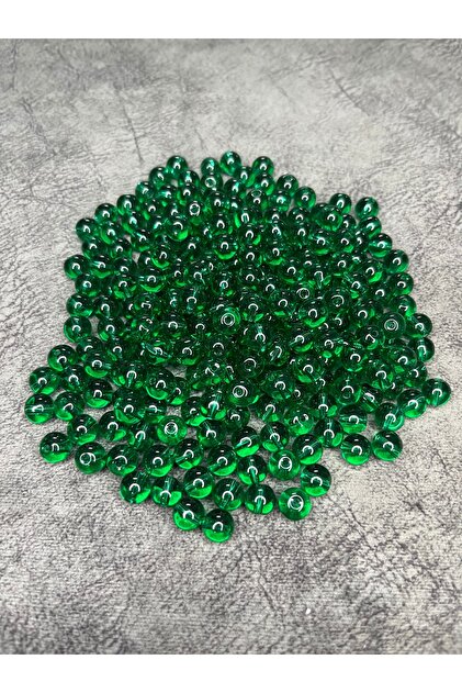 10 Gram 15 Adet Yeşil Cam Boncuk 8mm Takı Boncuğu