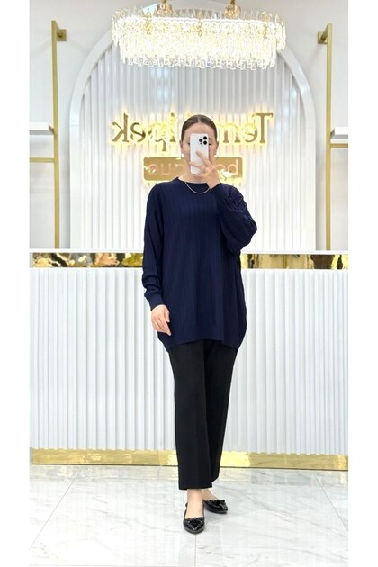Soğuk Tuşe Oversize Fitilli Tunik
