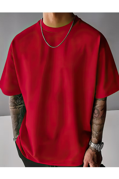 Red Solid Unprinted T-Shirt