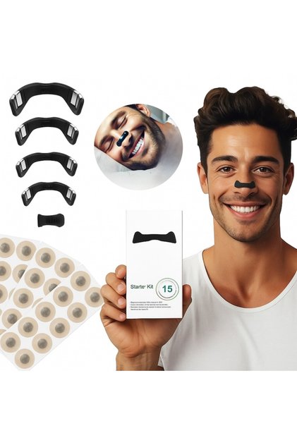 Kit dilatator nazal magnetic, 4 dilatatoare de diferite dimensiuni, aplicator cu 30 de benzi nazale, respirație ușoară
