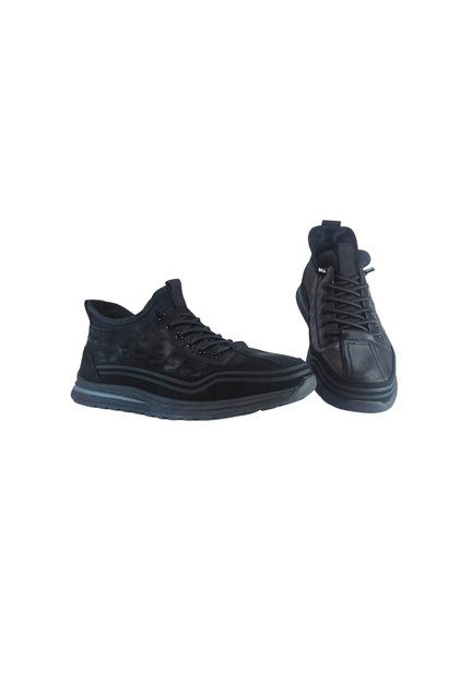 Men's Genuine Leather Sneakers with Ankle Lace-Up Closure