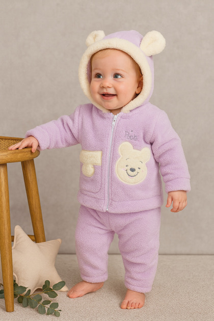 Baby Girl Welsoft Hooded Zippered Plush Double Set