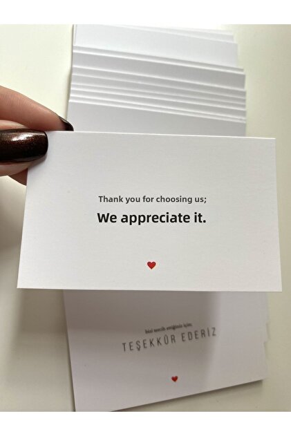 White Thank You Card 50 Pieces One Direction 8X5 cm Matte