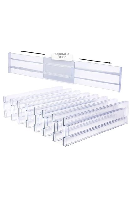 8 Pieces Acrylic Transparent Telescopic Adjustable Drawer Divider Organizer Y3338