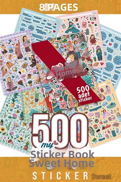 مجموعة ملصقات Sweet Home - 500 ملصق - أجندة، مذكرات، مخطط، مجلة رصاصة، كتاب ملصقات