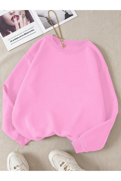 Duz Pink Crew Neck Unisex Sweatshirt