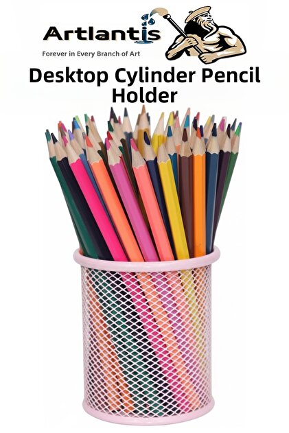 Desktop Metal Cylinder Pen Holder 1 Piece Mesh Perforated Pastel Color Pen Holder Paper Holder Organizer B
