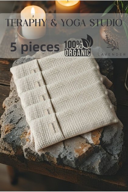 Combattente Organic Muslin Lavender Gray Eye Pillow Set of 5 - Muslin Sleep Band - Men's Sleep Band