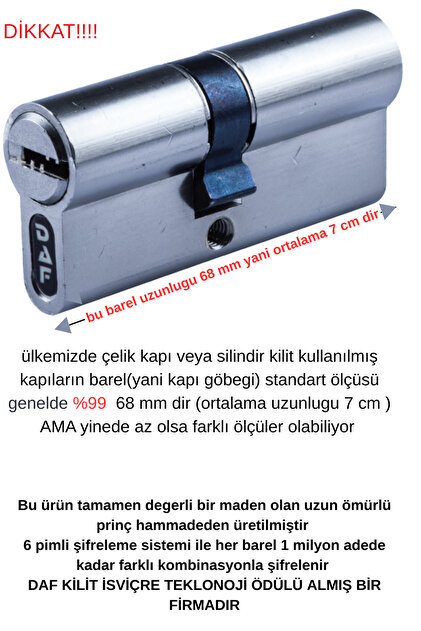 DAF Kilit Kapı Göbeği 3 anahtar Kapı Bareli - Fiyatı, Yorumları