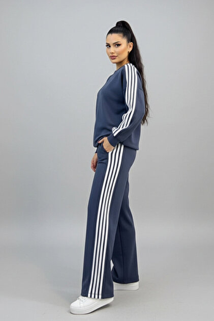 Zitex Modal Tracksuit Set with Astar Pocket Details Anthracite Four-Stripes Modal Fabric Tracksuit Set