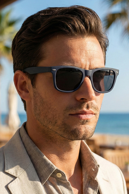 Matte Navy Blue Men's Sunglasses with Polarized Filter with Uv400 Protection 1376 5353m