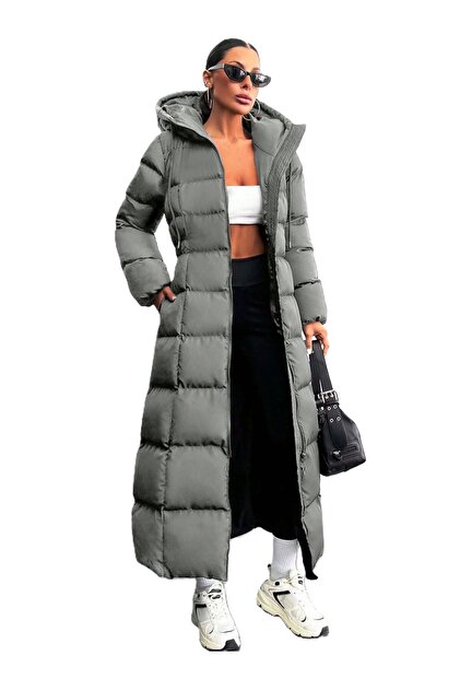 ParlaMira Дамско дълго яке с качулка, леко и висококачествено- Trendyol