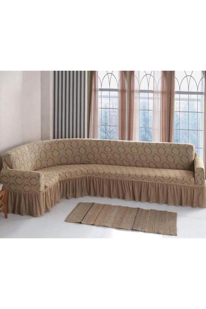 JACQUARD PAISLEY PATTERN L CORNER 5 PERSON SOFA COVER SEAT COVER SOFA COVER WITH SKIRT RUBBERIZED STANDARD