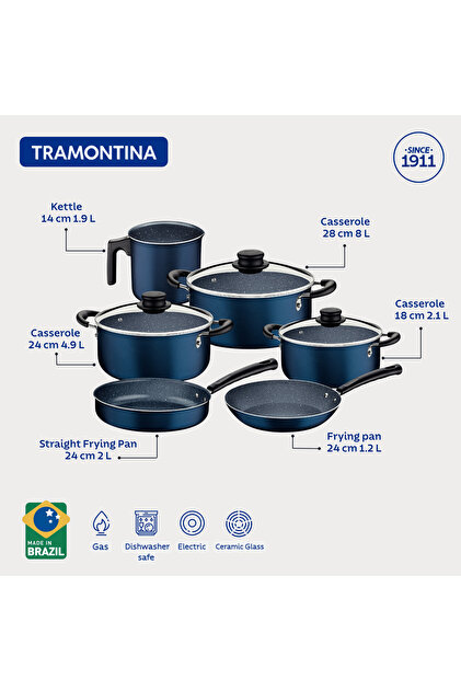 Aluminium Non-Stick Cookware Set, 9 pcs, Assorted Color - Since 1911, Made In Brazil