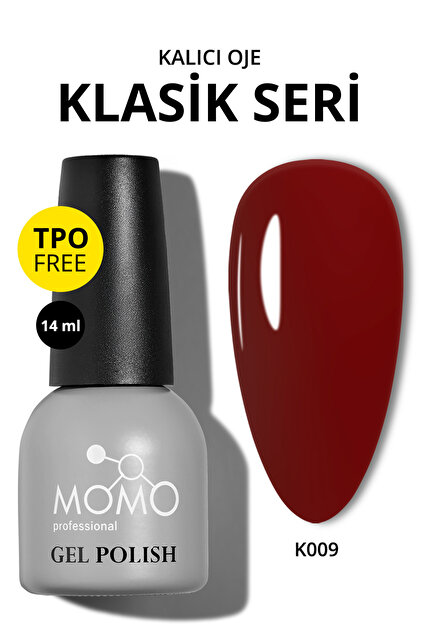 MOMO professional Kalıcı Oje K009, Kiraz Bordo, 14 ml, TPO- FREE