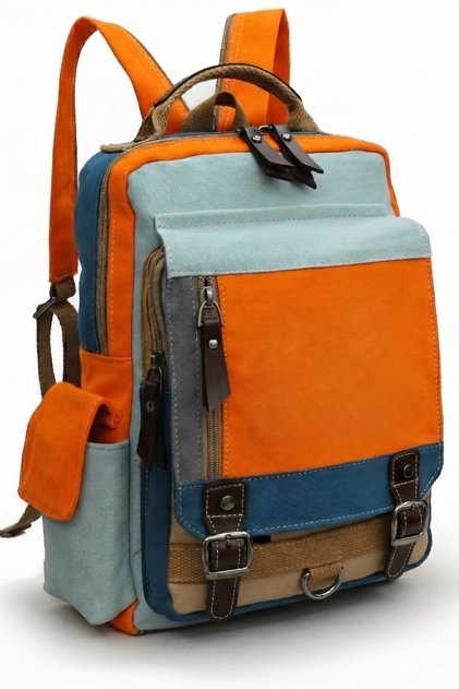 4012 Blue Orange Casual Postman Small Back Cross Shoulder Strap 14-Inch Laptop Cotton Gabardine Bag