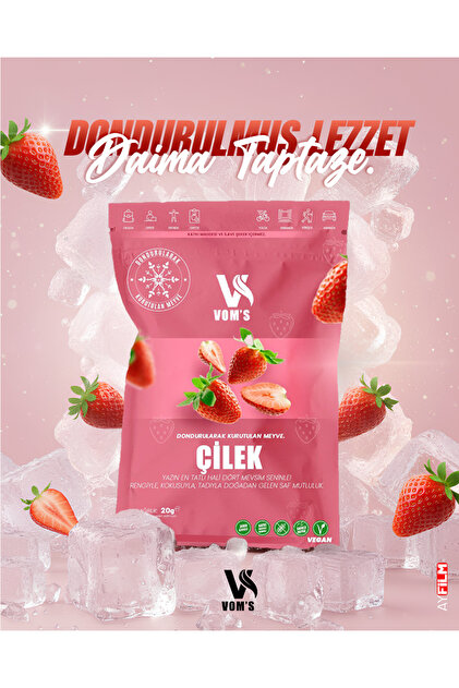 voms Dondurularak Kurutulmuş Meyve Cipsi - Freeze Dried ÇİLEK 20gr