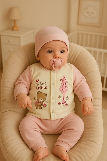 3-Piece Newborn Baby Set with Integrated Gloves and Hat (0-3 Months)