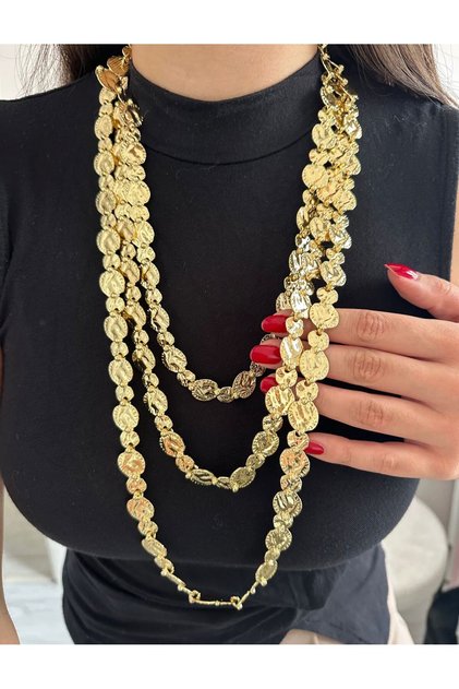 Gold Color 3-Piece Coin Necklace Zra Model