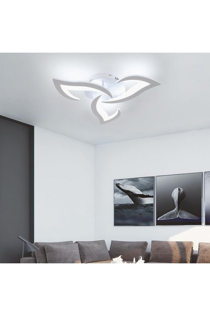 Lustra LED cu telecomanda LOTUS 34W, 3 Petale, lumina Rece/Calda/Neutra, Dimabila, Alb