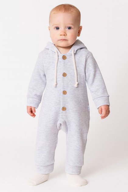 Unisex Baby Hooded Buttons Transitional Jumpsuit