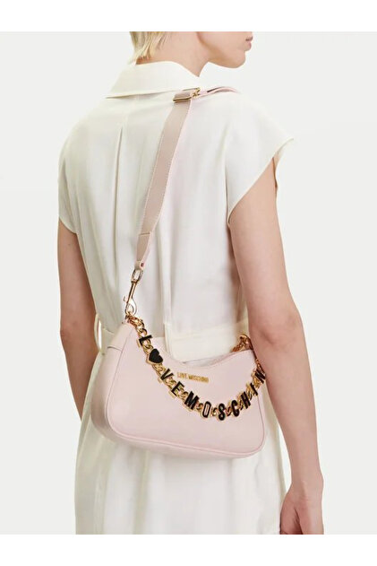 Love Moschino Kadın Deri Logo ve Zincir Detaylı Omuz Çanta
