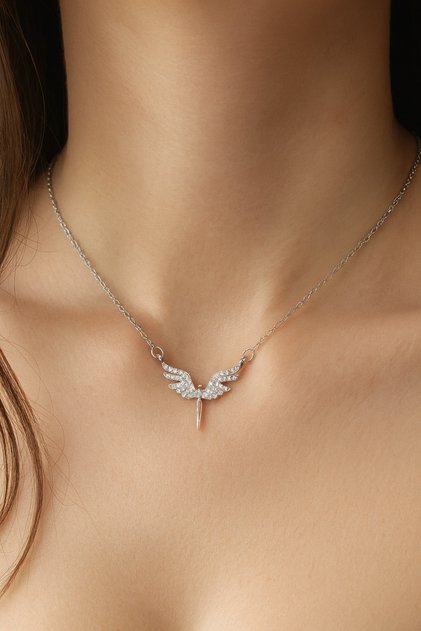 Stoned Phoenix Steel Necklace