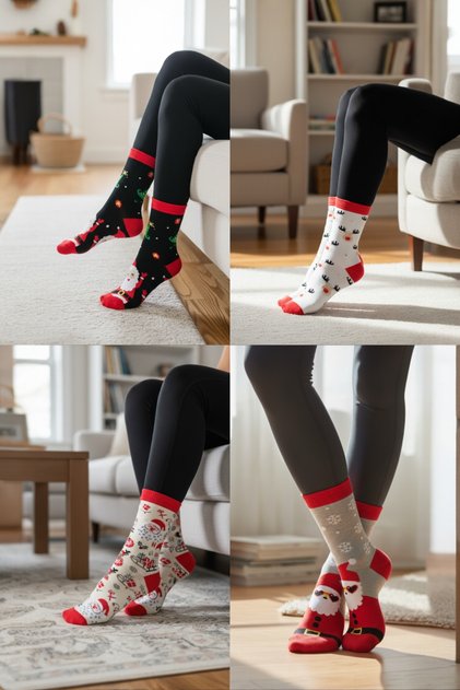 Set of 2 Christmas Stockings - Colorful Patterned Unisex Gift