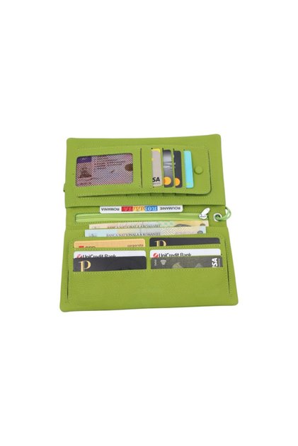 Portofel din piele naturală pentru femei R65 - Verde mentă