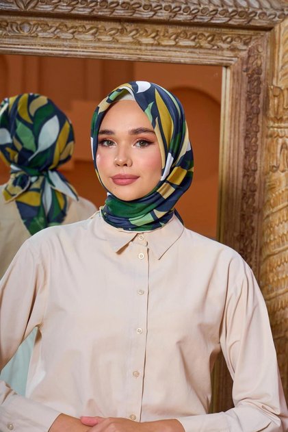 ماركةش كوليكسيون وشاح ناعم باللون الأرجواني والأخضر 1201-05