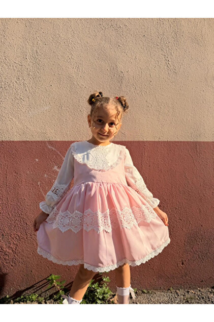 Minizade Baby Girl Dress Long Sleeve Vintage Puffy Satin Birthday Special  Occasion Wedding Holiday Children's Dress- Trendyol