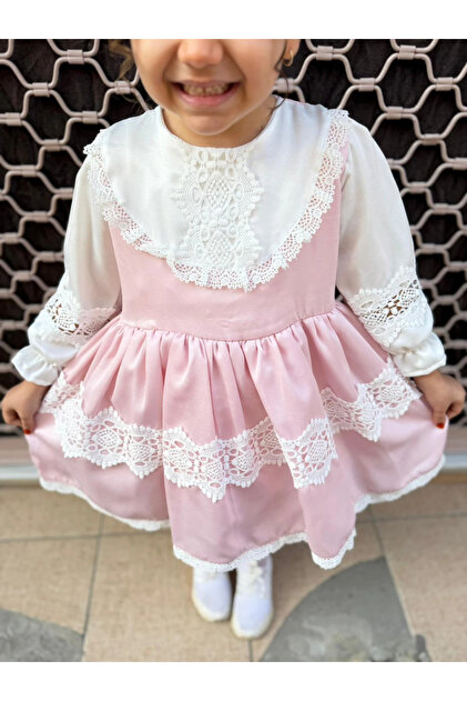 Minizade Baby Girl Dress Long Sleeve Vintage Puffy Satin Birthday Special  Occasion Wedding Holiday Children's Dress- Trendyol