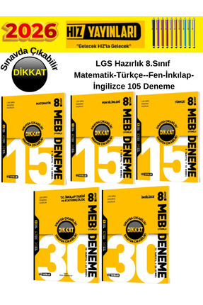 Hız Yayınları Hız 2026 8. Sınıf Lgs Matematik + Türkçe + Fen +
