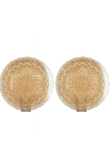 ✨ Set of 2 glass serving dishes with gold patterns - luxurious brown - multi-purpose (32 cm - 3 cm deep) ✨