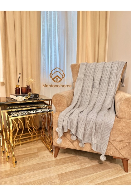 Pompom Knitwear Knitted Tv and Diz Blanket – 130X170 cm