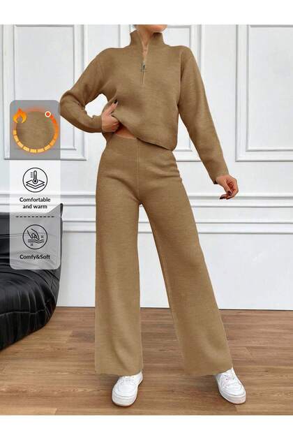 Set din tricot, 2 piese, cu fermoar
