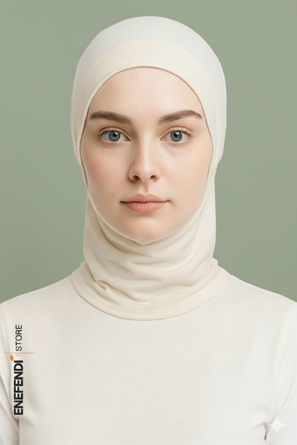Sports Bonnet with Neck Collar | Cream Hijab • Ready-To-Wear Bonnet • Comfortable and Stylish Combed Cotton Use