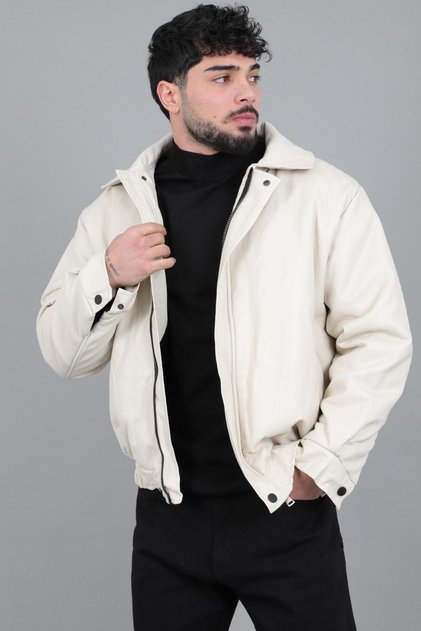 Winter Filled Fur Inside O Oversized Faux Leather Coat Kmd_50502