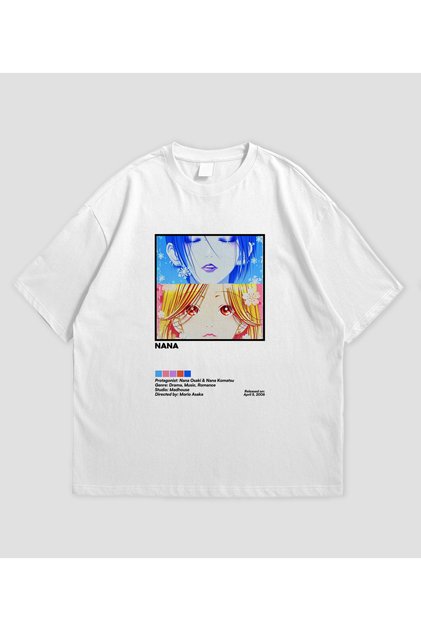 Nana Anime Printed White Oversize T-Shirt Unisex 100% Cotton Crew Neck T-Shirt