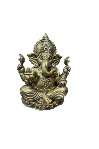 Gold Ganesha Heykeli – Altın Eskitme Hindu Şans ve Bereket Figürü (21 cm)
