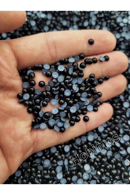 250 Adet 4 mm Siyah Küçük Yarım İnci Boncuk - Deliksiz Yapıştırılabilir Süsleme Boncuğu