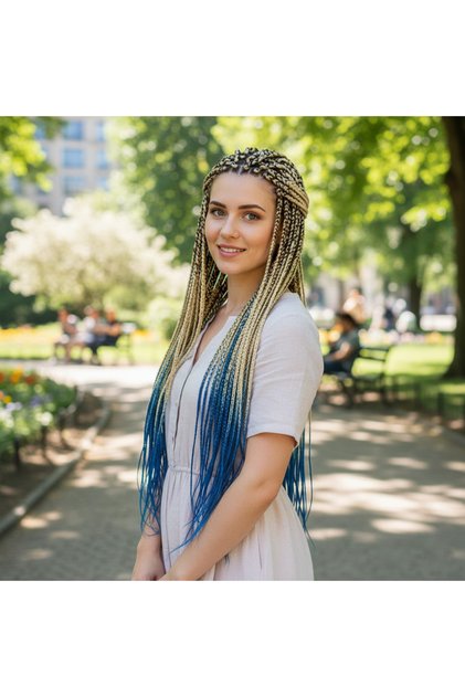 Synthetic Ombre Hair for African Braids and Dreadlocks - Platinum / Navy Blue
